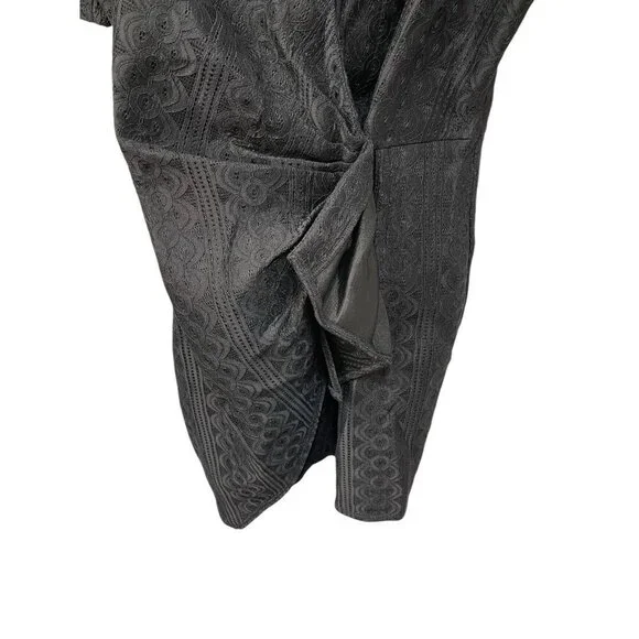 NEW Fashion Nova Here to Stay Dress Black Puffy Sleeve Front Knot Size Large - Picture 5 of 7